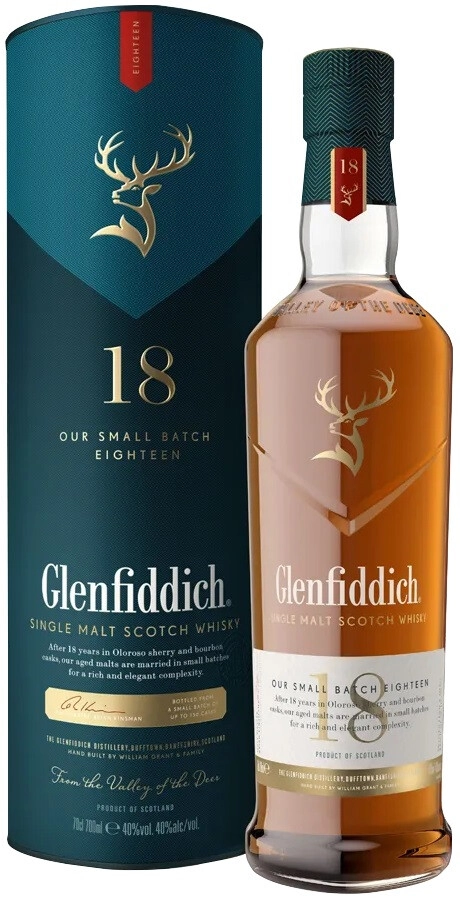 Whisky Glenfiddich 18 Years Old, in tube, 700 ml Glenfiddich 18