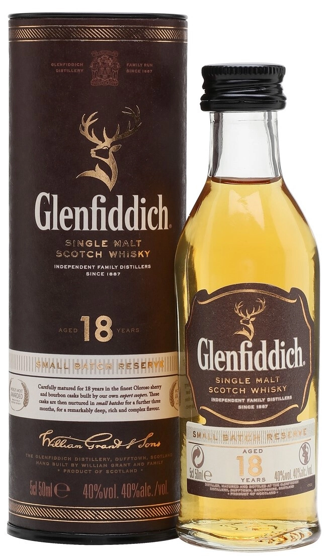 Whisky Glenfiddich 18 Years Old, in tube, 50 ml Glenfiddich 18 Years Old,  in tube – price, reviews