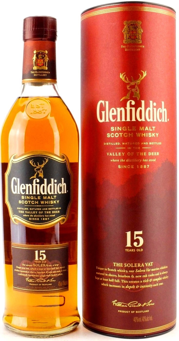 Whisky Glenfiddich 15 Years Old, in tube, 500 ml Glenfiddich 15 Years Old,  in tube – price, reviews