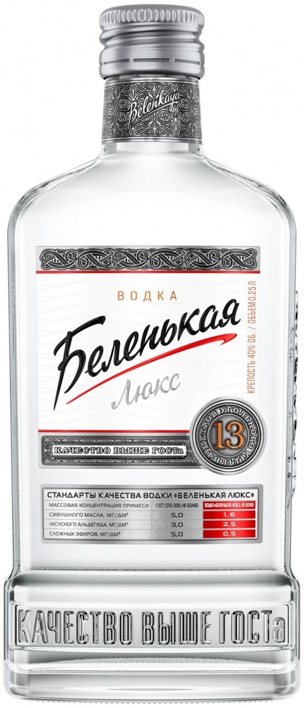 Водка Belenkaya Luxe, flask, 0.25 л — купить водку Беленькая Люкс, фляга,  250 мл – цена 270 руб, отзывы в Winestyle