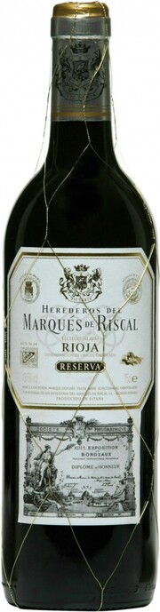 На фото изображение Herederos del Marques de Riscal Reserva, Rioja DOC, 2005, 0.75 L (Эредерос дель Маркес де Рискаль Ресерва, Риоха DOC, 2005 объемом 0.75 литра)