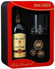 Bacardi 8 years, gift box with glass, 0.7 L