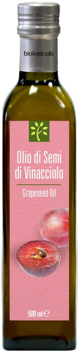На фото изображение Biologicoils Olio di Vinacciolo, 0.5 L (Биолоджикойлс Масло из виноградных косточек объемом 0.5 литра)