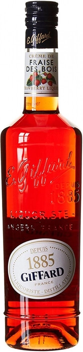 На фото изображение Giffard, Creme de Fraise des Bois, 0.7 L (Жиффар, Крем де Дикая Земляника объемом 0.7 литра)