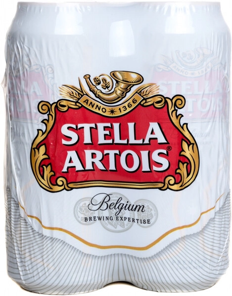 Пиво «Stella Artois» (Ukraine), set of 4 cans, 0.5 л — купить пиво