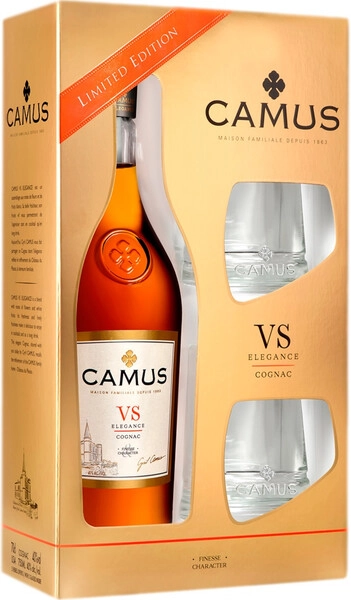 Винный набор Camus VS, в подарочной коробке with 2 glasses