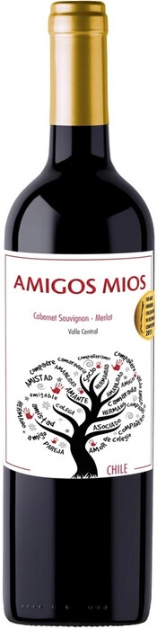 На фото изображение Amigos Mios Cabernet Sauvignon-Merlot, 0.75 L (Амигос Миос Каберне Совиньон-Мерло объемом 0.75 литра)