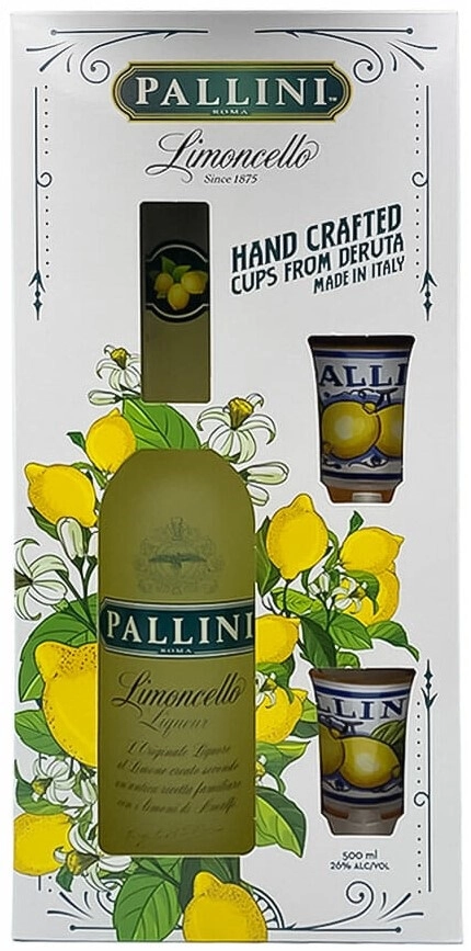 – box Pallini, box with price, Pallini, gift 2 cups reviews 2 Limoncello, ceramic cups gift with ceramic Set Limoncello,