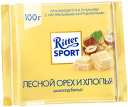 Шоколад Ritter Sport White Chocolate with Hazelnuts and Flakes, 100 г