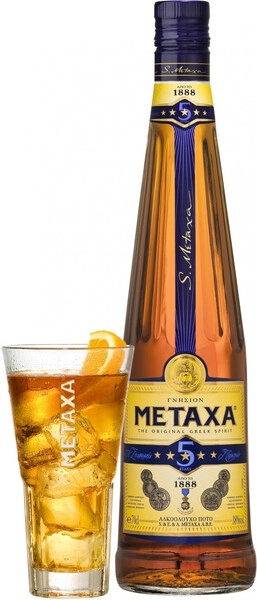 Бренди Metaxa 5* with a glass, 0.7 л — купить бренди Метакса 5* с