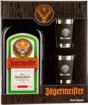 Ликер Jagermeister, gift box with 2 steel glasses, 0.7 л