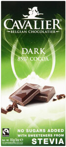 Cavalier Dark Chocolate with Stevia, 85% Cocoa, 85 g