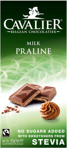Шоколад Cavalier Milk Chocolate with Praline and Stevia, 85 г