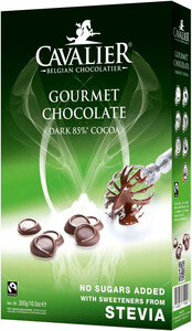 Шоколад Cavalier Gourmet Dark Chocolate with Stevia, 85% Cocoa, 300 г