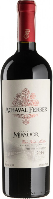 На фото изображение Achaval Ferrer, Finca Mirador, Mendoza, 2014, 0.75 L (Ачавал Феррер, Финка Мирадор, 2014 объемом 0.75 литра)